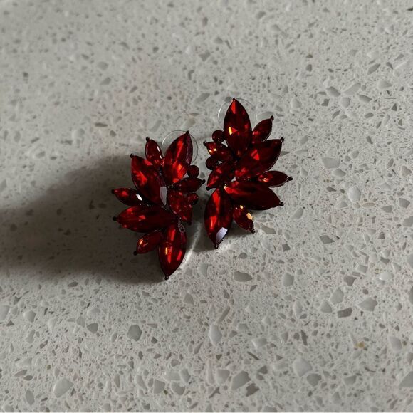 Retro Cluster Crystal Dangle Earrings Rhinestone Statement Stud Earrings - Picture 8 of 10